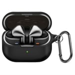 Skyddande silikonfodral för Samsung Galaxy Buds3/Buds3 Pro med karbinhake Svart