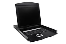 DIGITUS Professional 19" Console - avec écran TFT - commutateur KVM intégré - Clavier & pavé Tactile - RAL 9005 Noir Disposition Suisse 8 Ports 19" TFT