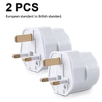 2x reseadapteradapterplugg för England - resekontakt Power Eu till Uk-uttag - resekontakt Vit-WELLNGS
