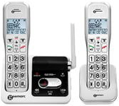 Geemarc Amplidect 595 U.L.E Highly Amplified (50dB) Cordless Phone + Extra Twin Handset - Phone Solution for the Hard Hearing with Amplified Ringer & Flashing Light - Hearing Aid Compatible (T-coil)