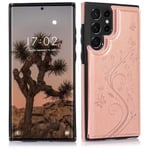 Samsung S22 Ultra Stöttåligt Skal Korthållare 3-FACK Flippr V2 Rosenguld
