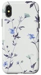 Coque pour iPhone X/XS Motif floral de fleurs sauvages bleu gris
