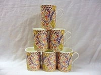 Set of 6 China Mugs in William Morris Flora Design