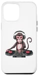 Coque pour iPhone 12 Pro Max Monkey Casque de DJ amusant pour homme, femme, enfant