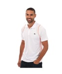 Lacoste Mens Tennis Recycled Polo Shirt in White orange Cotton - Size Large