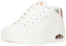 Skechers Women's Uno Courted Style, White Leather/Rose Gold Duraleather, 2.5 UK