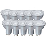 7 Watts GU10 LED Bulb Silver Spotlight Warm White Dimmable, Pack of 10
