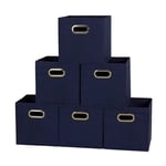 Household Essentials 81-1 Lot de 6 bacs de Rangement Pliables en Tissu avec poignées Bleu Marine 2,7 kg