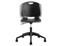 Stol Amigo, sort siddeskal, sort plastkryds med hjul og 3D vip