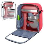 Yarwo Carrying Case Compatible with 5.7 and 7.6 Litre KitchenAid Mixer, Visible Organizers with Bottom Wooden Board and Accessories Pockets, Red(Patent Pending)