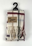 Barbour Bolt Tattersall White Scarf - 72in/12in - New Lambswool/Cashmere