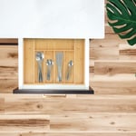 Range-couverts extensible, bambou, entre 5 & 7 compartiments, bloc à couteaux, hlp 5x55x43 cm, cuisine, nature - Relaxdays