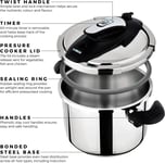 Pressure Cooker - Tower T920003 One-Touch Ultima 6L in Stainless Steel
