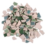 EXCEART 200g Broken Ceramic Mosaic Tiles Ceramic Mosaic Pieces Chips Ceramic Tiles Pieces Glazed Tiles for DIY Crafts Mosaic Stone Home Decor (Green0