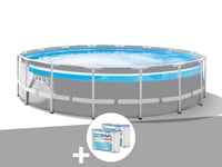 Kit piscine tubulaire Intex Prism Frame Clear Window ronde 4,88 x 1,22 m + 6 cartouches de filtration