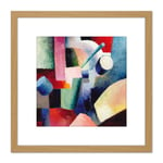 August Macke Colored Composition Of Forms 1914 8X8 Inch Square Wooden Framed Wall Art Print Picture with Mount