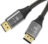 AKKKGOO 8K DisplayPort Cable 3M Ultra HD DisplayPort 1.4 Male to Male Nylon Braided Cable, 7680x4320 Resolution, 8K@60Hz, 4K@144Hz, 32.4Gbps, HDP, HDCP for PC, Laptop, HDTV, DP to DP Cable