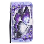 Huzhide Samsung Galaxy A21S Case, Shockproof 3D Painted Animal PU Leather Wallet Protective Cover Flip Magnetic Clasp Folio with Kickstand Card Slots TPU Bumper for Samsung A21S Phone Case, Butterfly