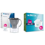 BRITA Marella Water Filter Jug Half Year Pack - Graphite (2.4L) incl. 6x MAXTRA PRO All-in-1 & MAXTRA PRO All In One Water Filter Cartridge 6 Pack