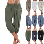 Womens Harem 3/4 Yoga Hippy Gypsy Baggy Loose Casual Trousers Dark Blue L
