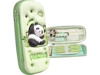 Stiffened School Pencil Case With Panda Green