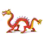 Safari Ltd Dragon Chinois à Cornes | Collection de Dragons | Figurine de Dragon Peinte à la Main | Non Toxique et sans BPA | Convient aux Enfants de 3 Ans et Plus, Orange/Rouge
