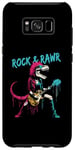 Coque pour Galaxy S8+ Rock & Rawr T-Rex – Jeu de mots drôle Rock 'n Roll Dinosaure Rockstar