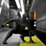 Svart Spiderman Kostym Venom Cosplay Overall för Barn Pojkar Black Spiderman 9-11Years = EU134-146
