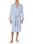 Nautica Men's Long-Sleeve Lightweight Cotton Woven-Robe Bathrobe, Blue Bone, S-M