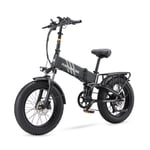 Hopfällbar elcykel PURE UNICORN U4, 1000W 15Ah, Fat Bike, Svart