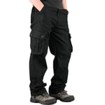 WDXPYA Men'S Cargo Pants,Black Pants Men Cargo Trousers Mens Casual Multi Pocket Military Overall Outdoors Loose Long Trousers Joggers Army Tactical Pants,34