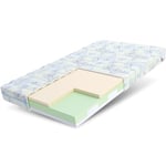 FDM Smile - Matelas en Mousse à Froid - 80 x 190 cm - Hauteur 10 cm - Dureté H3 - Certifié Öko-Tex - Housse Lavable - Housse de Matelas en Latex - Housse de Matelas pour Enfant - Motif Dinosaure