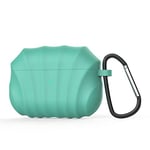 SATIS Compatible for AirPods Pro 2019, Protective Soft Silicone Case Cover with Keychain, Unique Shell Texture Design. (Green)