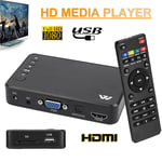 Full HD 1080P Media Player Audio Video Multimedia TV Box with Remote  USB AV