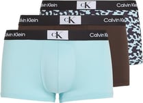 Calvin Klein Jeans Men Pack of 3 Boxer Short Trunks Stretch, Multicolor (Aqua Tiny Tree Frg Prt_ Aqua Mlch), S