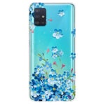 Samsung Galaxy A31 - Gummi cover med printet design - Blå blomster