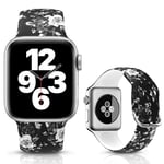LJLB Sport Strap Compatible with Apple Watch Straps 38mm 40mm, Floral Silicone Printed Fadeless Pattern Replacement Wrist Band for iWatch SE Series 6/5/4/3/2/1, S/M, Grey Rose