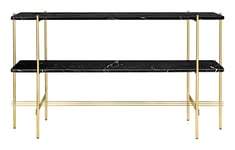 TS Console Rectangular 2 Racks - Black Marquina Marble/Brass Frame