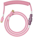 Glorious Gaming Premium Coiled Keyboard Cable - Gold Plated USB-A (PC) to USB-C (Keyboard), Tangle Resistant, Double Braided Sleeving for Peak Durability, 5-Pin Aviator Mid-Connection - Pixel Pink