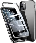 Case for Apple iPhone 12 Pro Max Magnetic Cover with Camera Lens Protector 360° Metal Bumper Transparent Front and Back Tempered Glass One-piece Design Flip Cover for iPhone12 Pro Max(6.7"),Black