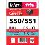 Pack de Cartouches d'encre recyclées compatibles avec CANON 550 / 551 XL (Noir et Couleurs) - Neuf