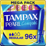 Tampax Tampons with Applicator Mega Pack of 96 Compak Pearl Regular UK Free Post