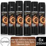 Lynx XXL Dark Temptation 48-Hour High Definition Body Spray Deodorant, 6x250ml