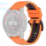 Garmin Fenix 7/7 Pro/6/6 Pro etc. Klockarmband i silikon - Orange/Svart