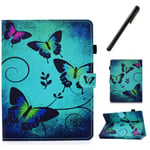 HereMore Universal Case for 10 Inch Tablet with Pen, Leather Stand Cover Protective Shell for Fusion5 10.1, iPad 10.2", Samsung Tab A 10.1/S2 9.7", Huawei MediaPad T3 10, Lenovo Tab E10, Butterfly