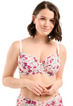 Sans Complexe Soutien Gorge Emboitant avec Armatures, Modèle Arum Mosaïc, Dentelle Florale avec imprimé Multicolore, Jeux de laçages féminins à l'entre-Seins, Imprime Fleurs Rouge Perse, 95C