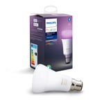 Philips Hue White and Colour Ambiance LED Smart Light Bulb 1 pack [B22 Bayonet Cap] 60W equivalent, with Bluetooth, Works with Alexa, Google Assistant and Apple Homekit.