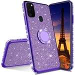 IMEIKONST Samsung A20E Case Ultra-Slim Glitter Sparkly Bling TPU Rotating Ring Stand Silicon Soft TPU Shockproof Protective Shell Skin Cover for Samsung Galaxy A20E Bling Purple KDL