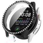 Galaxy Watch 7 40mm Heltäckande skal med inbyggt skärmskydd och stenar, svart