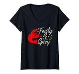 Womens Feisty And Spicy Crawfish Funny Boil Cajun Crawfish Festival V-Neck T-Shirt
